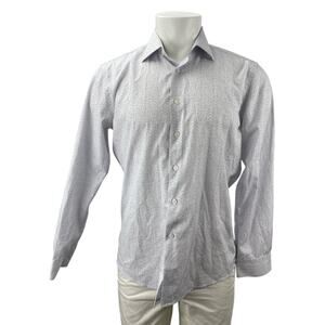 Ben Sherman Men's White Speckled Dotted Long Sleeve Button Down Shirt Top Sz M